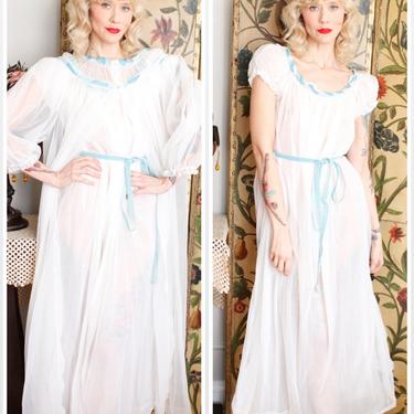 1950s Nightgown Set // Angelic Dream Nightgown & Robe // vintage 50s sleepwear 