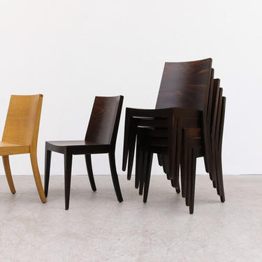 Modernist Philippe Starck Style Dark Stained Wood Stacking Chairs