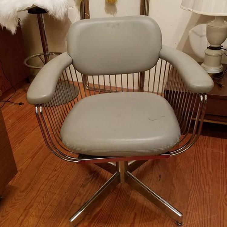 Pair of mid-century wire frame chairs. $395.