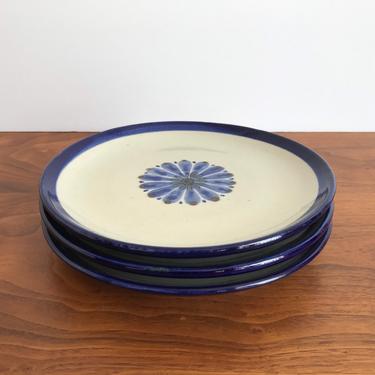 Vintage El Palomar Pottery Salad Plates - Set of 3 - Blue Guadalajara Pattern 