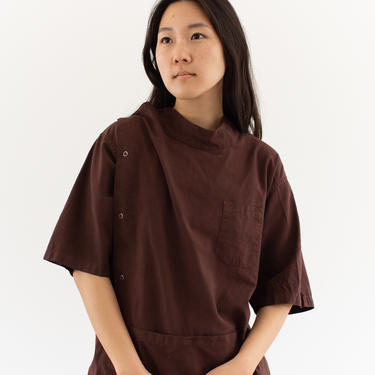The Side Snap Smock in Hickory Brown | Vintage Overdye Painter Shirt | Short Sleeve Studio Tunic | Artist Smock | M L XL 