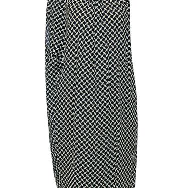 Dries Van Noten - Black &amp; White Printed Draped Shift Dress w/ Accent Cord Sz 6