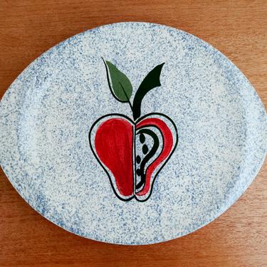 Vintage Southern Potteries Blue Ridge Mod Apple 4273 | Vegetable Serving Bowl | Hand Painted Blue Spongeware | Tennessee | 1950s 