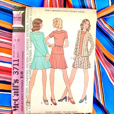 Vintage 70s Sewing Pattern, McCalls Skirt, Top, Jacket Blazer, Different Looks, Complete Instructions 