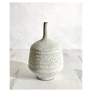 SHIPS NOW- Ceramic Stoneware Aspirator Vase with Textural White Crater Glaze by Sara Paloma . 