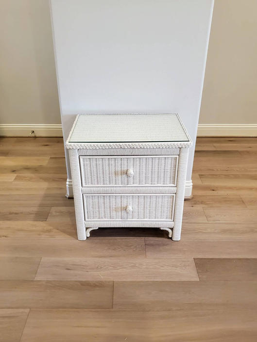 LEXINGTON HENRY LINK FURNITURE Cream Off-White Wicker 23" Commode Nightst... 