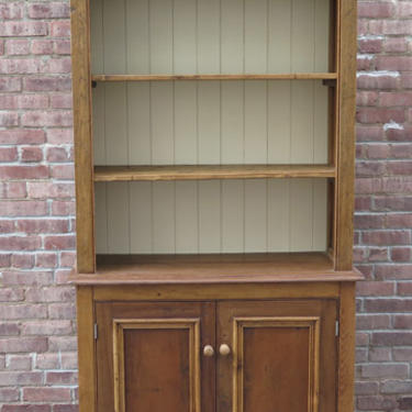English Reclaimed Pine 2 Door Bookcase with Painted Backboards