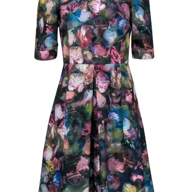 Paul Smith - Muted Floral A-Line Dress w/ Cropped Sleeves Sz 6