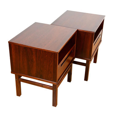 Pair of Danish Modern Rosewood Torring Nightstands \/ Side Tables
