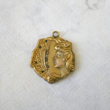 Victorian Gold Locket with Lady's Face by SCB & Co. 