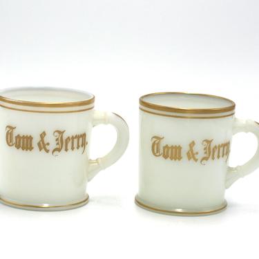 vintage Tom and Jerry milk glass punch mugs set of two 