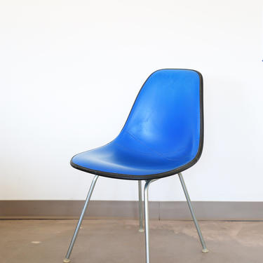 Vintage Eames for Herman Miller Side Chair in Blue Naugahyde 