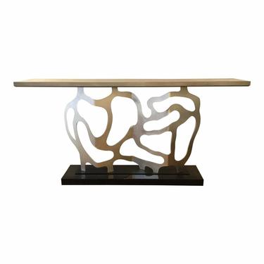 Ambella Home Modern Silver Metal Sculpted Console Table
