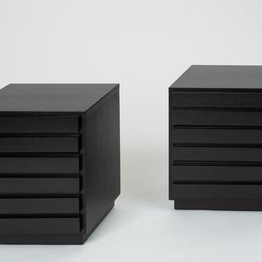 Pair of Ebonized Three-Drawer Nightstands by American of Martinsville