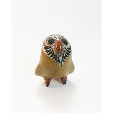 Vintage Petite Tonala Pottery Owl / Mexican Folk Art 