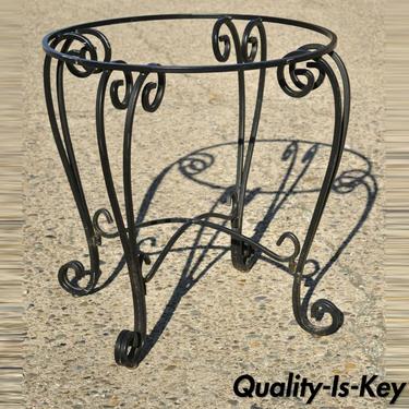 Vintage Wrought Iron Round Scrollwork Pedestal Base Dining Room Table
