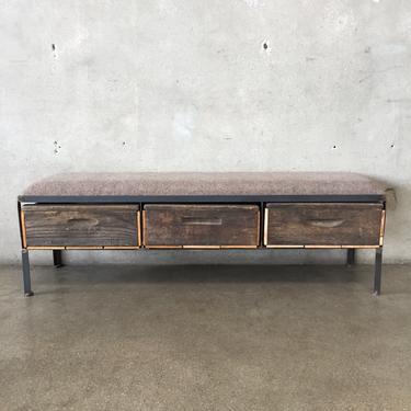 Industrial Three Drawer Crate Bench