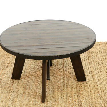 Adjustable Round Wood and Iron Cocktail Table