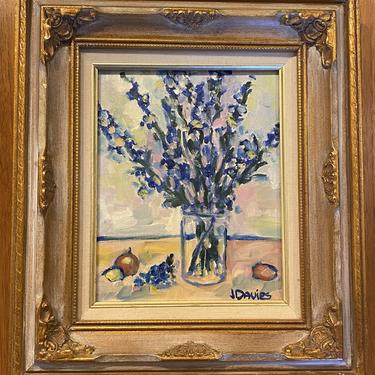Item #MB18 Original “Floral Still Life” Oil Painting by J. Davies 20th c.