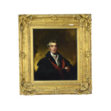Circa 1840 Dramatic Oil Painting Portrait of English Nobleman or Officer 