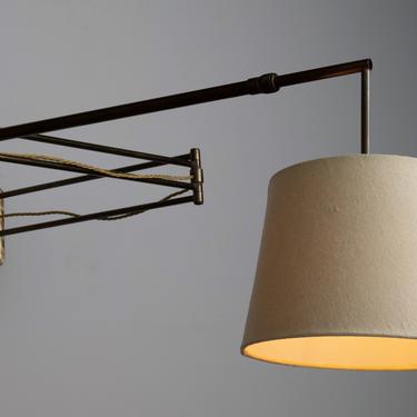 Articulating Brass Wall Sconce with Shade