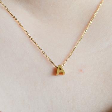 Ximena 18k gold Tiny Gold Initial Necklace, Gold Letter Necklace, Gold Initial Jewelry, Bridesmaid Gift, gold letters necklace, tiny letters 
