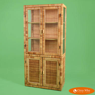 Wrapped &#038; Woven Rattan Cabinet with Glass