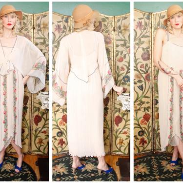 1970s Dress // Chiffon Mia Floral Dress and Bolero // vintage 70s outfit 