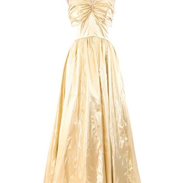 Gold Lame Halter Gown