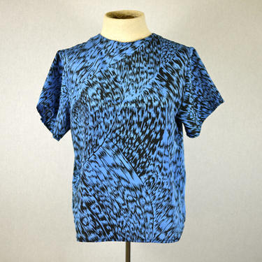 Cornflower Blue Graphic Leopard Print Blouse 