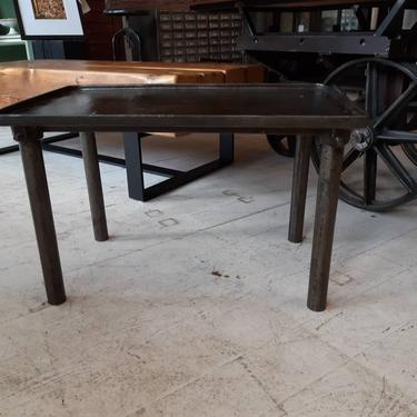 Vintage industrial cast iron turtle end table 