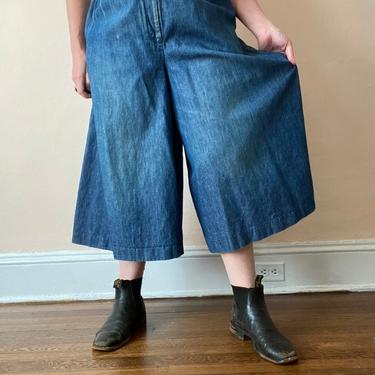 80s 90s Denim Culottes Wide Leg Cropped Pants Jeans Plus Size 1X 