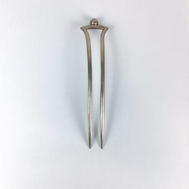 Vintage hair fork | Vintage silver metal hair pick | 1930s Art Deco hair accessory 