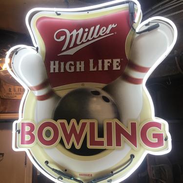 Neon “Miller High Life Bowling” sign works and plugs in