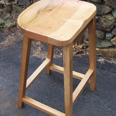 FREE SHIPPING! The Modern Farmhouse - Sculpted Contoured Scooped 'Tractor Seat' Bar Stool from Reclaimed Wood 