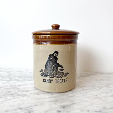 Vintage Stoneware “Candy Treats” Canister 