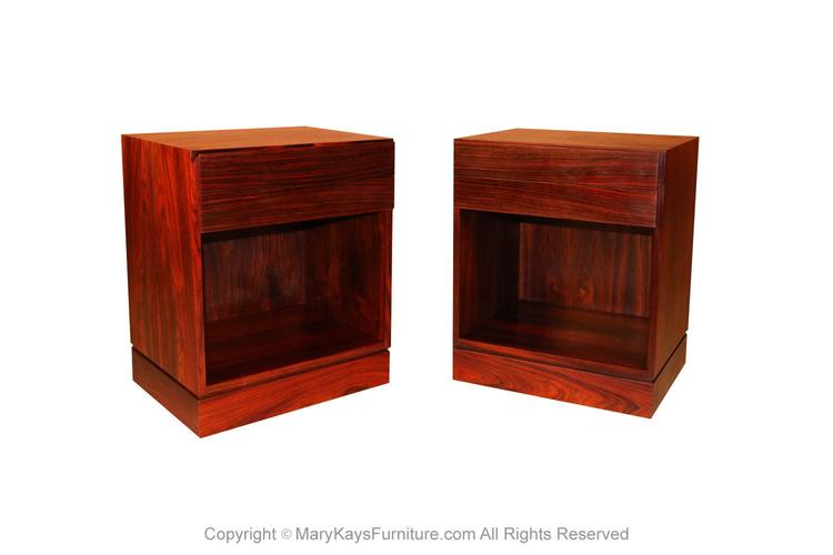 Rosewood Danish Modern Nightstands End Side Tables pair 