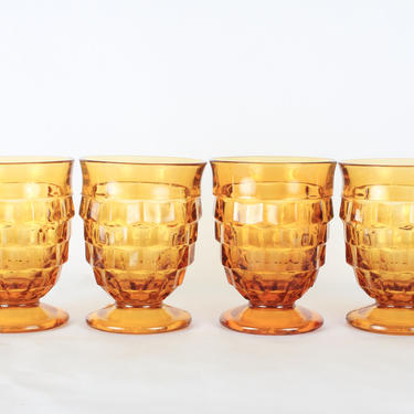 Vintage Indiana Whitehall Colony Glassware, Amber Yellow Glassware, Yellow Glassware, Vintage, Mid Century Glassware, Glassware, Set of 4 