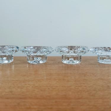 Vintage Crystal (4) Candle Holders | Faceted Design | France Bolsius 