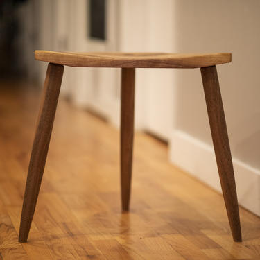 Mid Century Modern Style Walnut Milk Stool 