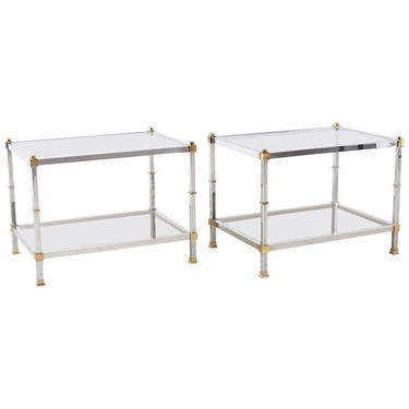 Pair of Maison Jansen Style Chrome and Brass Tables by ErinLaneEstate