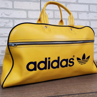 Yellow and Black Adidas Spa Gym Sports Bag Carry On Travel Bag Made in France 