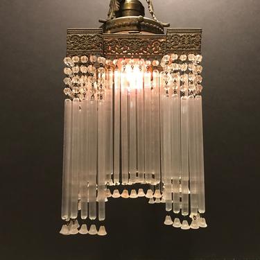Vintage Glass Straw Prism European Light Shade 1920 Art Deco Art Nouveau Restored 3 available 