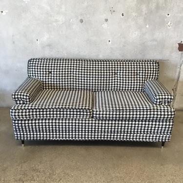 Mid Century Houndstooth Upholstered Love Seat