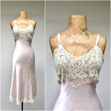 Vintage 1940s Pink Rayon and Lace Full Slip, 40s Heavenly Lingerie by Fischer, Hollywood Glamour Boudoir, Extra Small 32&quot; Bust 