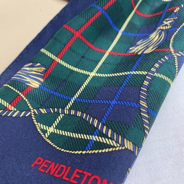 Vintage Pendleton silk plaid preppy scarf~ women’s scarves~ tassels~ retro 100% silk hair tie neck tie pussycat bow 