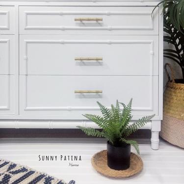 SOLD to Connie - Modern Faux Bamboo White & Gold Dresser 