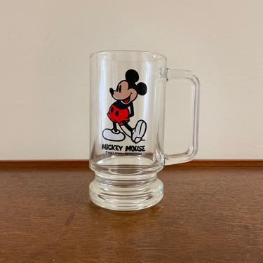 Vintage Glass Mickey Mouse Walt Disney Productions Coffee Mug Cup 