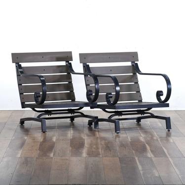 Pair Contemporary Metal Outdoor Patio Rocking Chairs 2