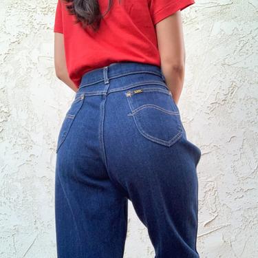 Vintage 70's Lee Riders High Waisted United Garment Workers America Made in USA Dark Wash Denim Jeans sz 30&amp;quot; 